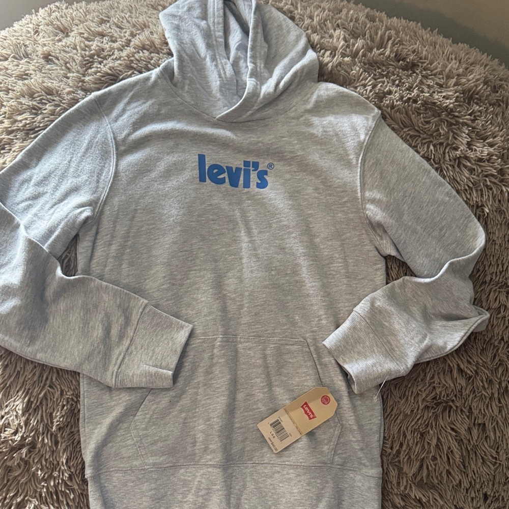 Levi's Light Gray Hoodie with Blue Logo